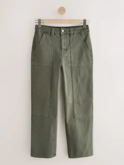 Next Ankle Straight Leg Carpenter Jeans Khaki Green Sale