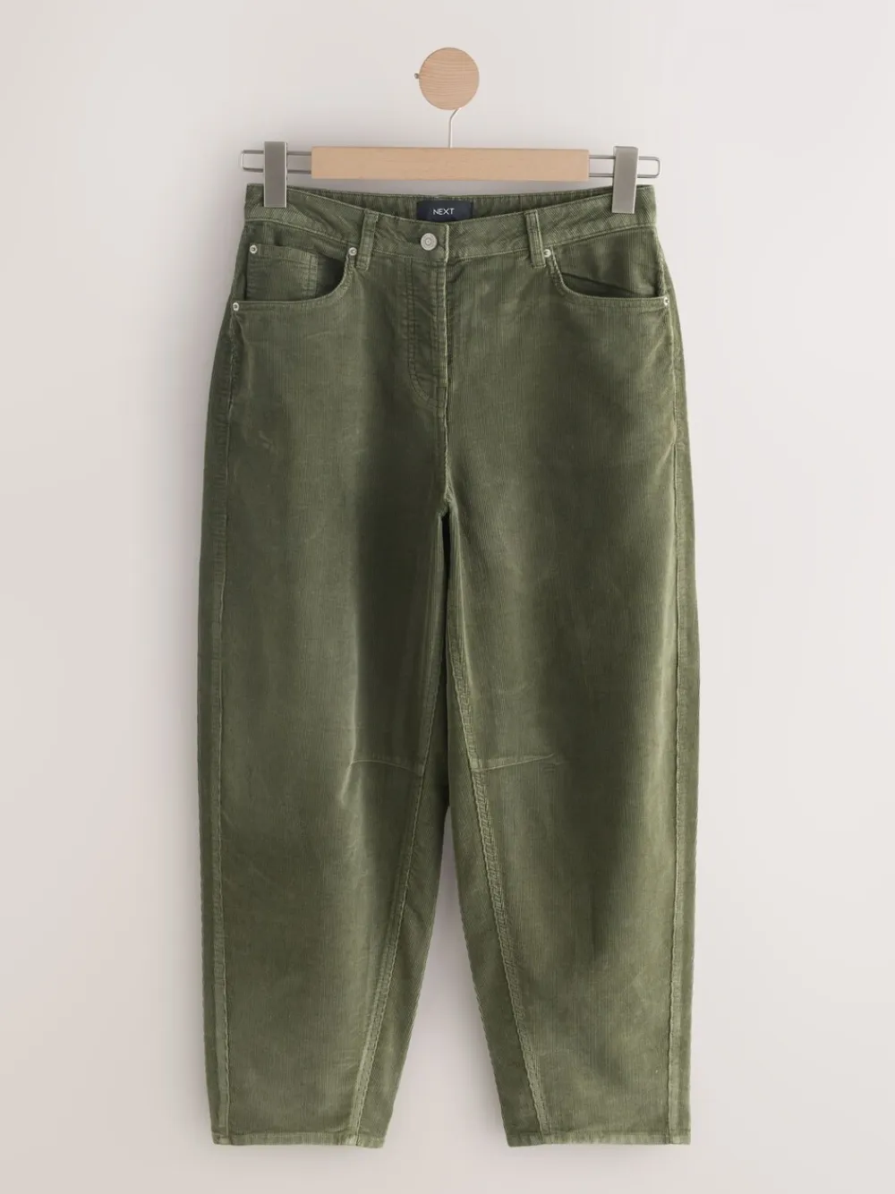Next Cord Barrel Leg Trousers Khaki Green Sale