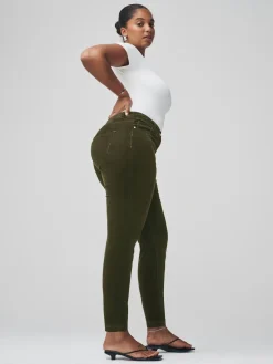 Next Cord Skinny Hourglass Trousers Khaki Green Clearance