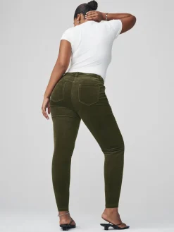 Next Cord Skinny Hourglass Trousers Khaki Green Clearance