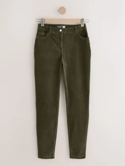 Next Cord Skinny Hourglass Trousers Khaki Green Clearance