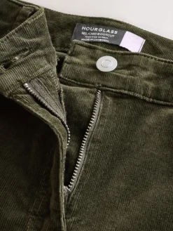 Next Cord Skinny Hourglass Trousers Khaki Green Clearance