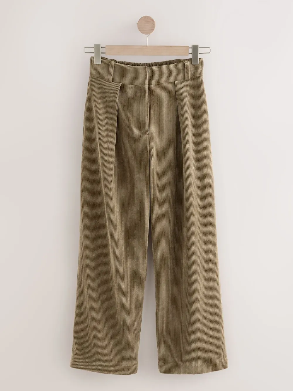 Next Cord Wide Leg Trousers Khaki Green Online