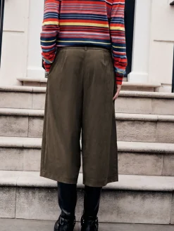 Next Khaki Green Faux Suede Longline Shorts Online