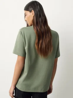 Next Khaki Green Heavyweight Short Sleeve Crew Neck T-Shirt Discount