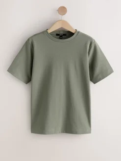 Next Khaki Green Heavyweight Short Sleeve Crew Neck T-Shirt Discount