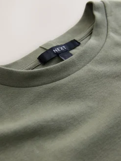 Next Khaki Green Heavyweight Short Sleeve Crew Neck T-Shirt Discount