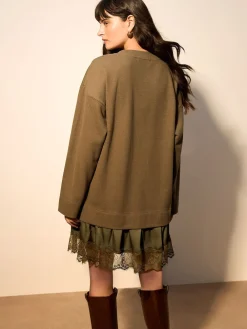 Next 2-In-1 Soft Touch Jumper Lace Skirt Khaki Green Online