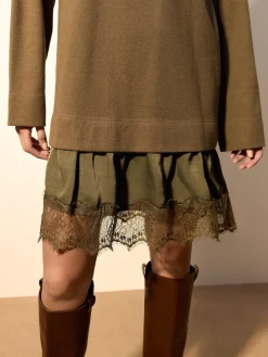 Next 2-In-1 Soft Touch Jumper Lace Skirt Khaki Green Online