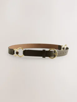 Next Khaki Green Metal Ring Detail Regular Leather Belt Best