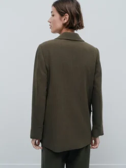 Next Khaki Green Relaxed Crosshatch Blazer