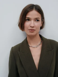 Next Khaki Green Relaxed Crosshatch Blazer