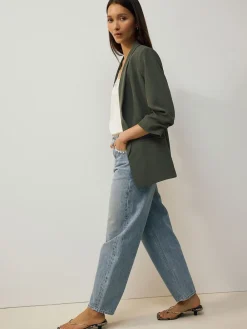 Next Khaki Green Relaxed Ruched Sleeve Blazer Discount
