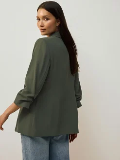 Next Khaki Green Relaxed Ruched Sleeve Blazer Discount