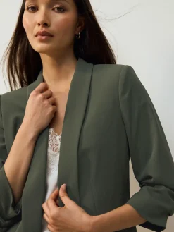 Next Khaki Green Relaxed Ruched Sleeve Blazer Discount