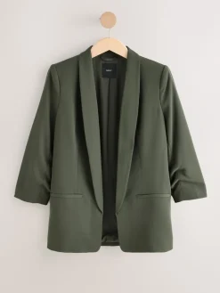 Next Khaki Green Relaxed Ruched Sleeve Blazer Discount