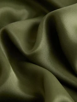 Next Khaki Green Satin Midi Skirt Online