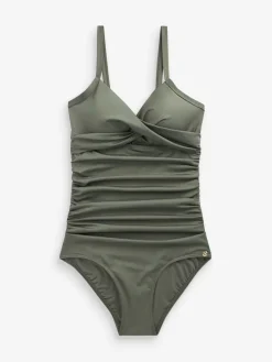 Next Shaping Tummy Control Swimsuit Khaki Green Outlet