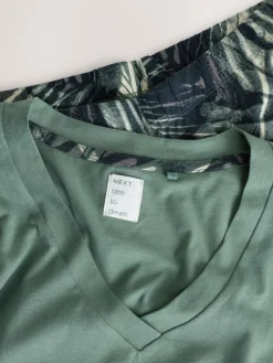 Next Short Sleeve Pyjamas Khaki Green Clearance