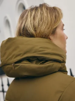 Next Khaki Green Shower Resistant Padded Hooded Longline Coat New