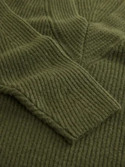 Next Super Soft V-Neck Midi Dress With Wool Khaki Green