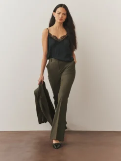 Next Tailored Bootcut Trousers With Wool Khaki Green Discount