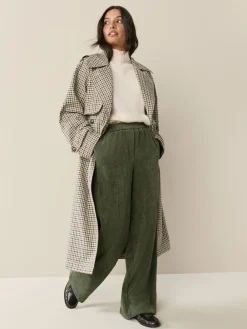 Next Khaki Green Wide Leg Soft Cord Trousers Clearance