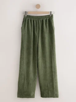 Next Khaki Green Wide Leg Soft Cord Trousers Clearance