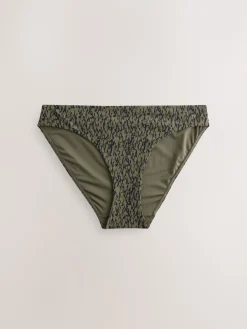 Next Khaki Green/Black High Leg Bikini Bottoms Clearance