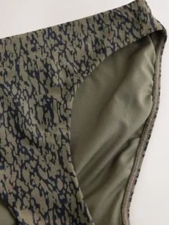 Next Khaki Green/Black High Leg Bikini Bottoms Clearance