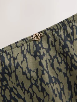 Next Khaki Green/Black High Leg Bikini Bottoms Clearance