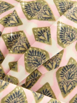 Next Khaki Green/Cream Foil Woodblock Padded Wired Plunge Bikini Top Hot