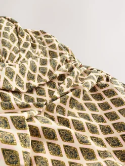 Next F-K Underwired Tummy Control Swimsuit Khaki Green/Cream Foil Woodblock Online