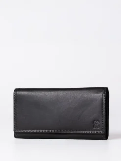 Lakeland Leather Black Chrome Large Flapover Purse Online