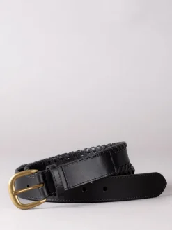 Lakeland Leather Wray Whip Stitch Leather Belt Black Clearance