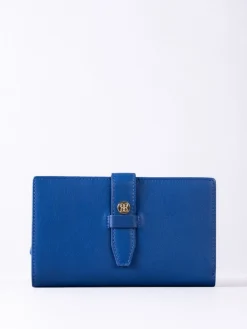 Lakeland Leather Blue Light Large Icon Stud Tab Purse Clearance