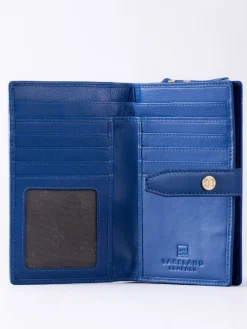 Lakeland Leather Blue Light Large Icon Stud Tab Purse Clearance