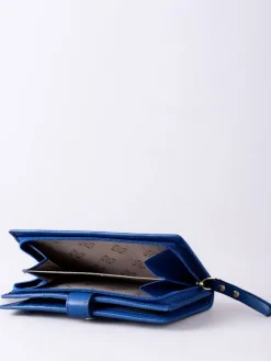 Lakeland Leather Blue Light Large Icon Stud Tab Purse Clearance