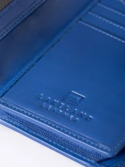 Lakeland Leather Blue Light Large Icon Stud Tab Purse Clearance