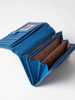 Lakeland Leather Blue Marl Large Flapover Purse Hot