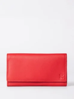 Lakeland Leather Bright Red Large Flapover Purse Discount