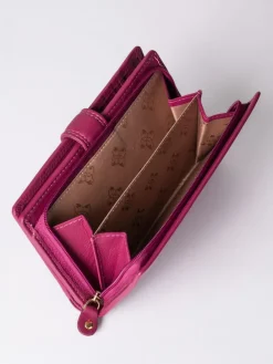 Lakeland Leather Cranberry Medium Tab Purse Clearance