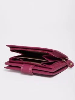 Lakeland Leather Cranberry Small Tab Purse Outlet