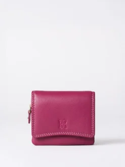 Lakeland Leather Cranberry Small Leather Flapover Purse Outlet