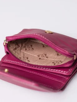 Lakeland Leather Cranberry Small Leather Flapover Purse Outlet