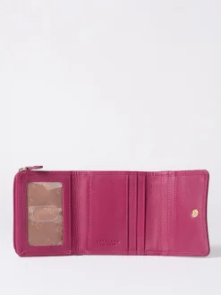 Lakeland Leather Cranberry Small Leather Flapover Purse Outlet