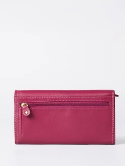 Lakeland Leather Dark Pink Large Flapover Purse New