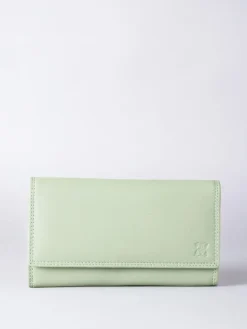 Lakeland Leather Light Green Large Flapover Purse Outlet