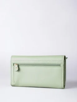 Lakeland Leather Light Green Large Flapover Purse Outlet
