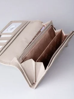 Lakeland Leather Light Grey Large Flapover Purse Discount